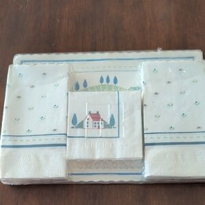 Blue & White Country Cottage Paper Napkin And Placemat Set